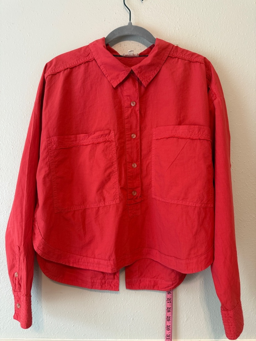 Pilcro Red Button-Front Cotton Blouse
